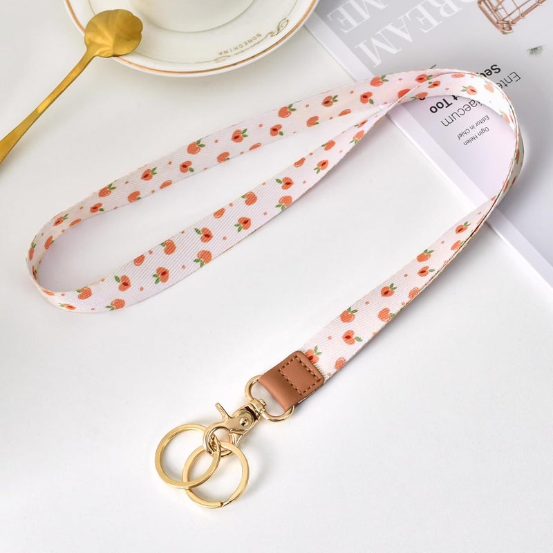 Knagsfa Badge Lanyard for Keys, Neck Lanyard Strap with Dual Keyrings Metal Hook for ID Badges, Long Cute Lanyard Keychain for Women Girls, Lovely Peach - Image 5